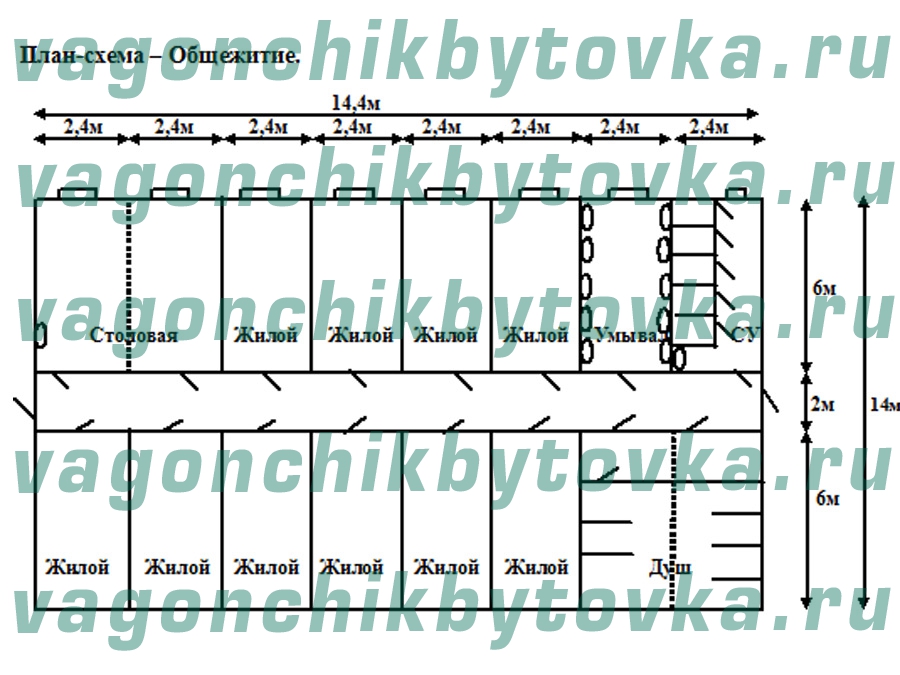 Общежитие модульное из БК 6м